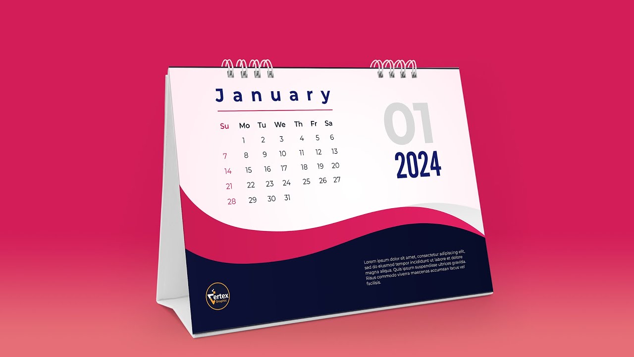 Happy New Year Calendar Design 2024 || Calendar Design 2024 || Vertex Graphic