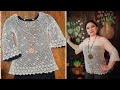 CROCHET: como tejer blusa con adornos de flores. Para TODAS LAS TALLAS