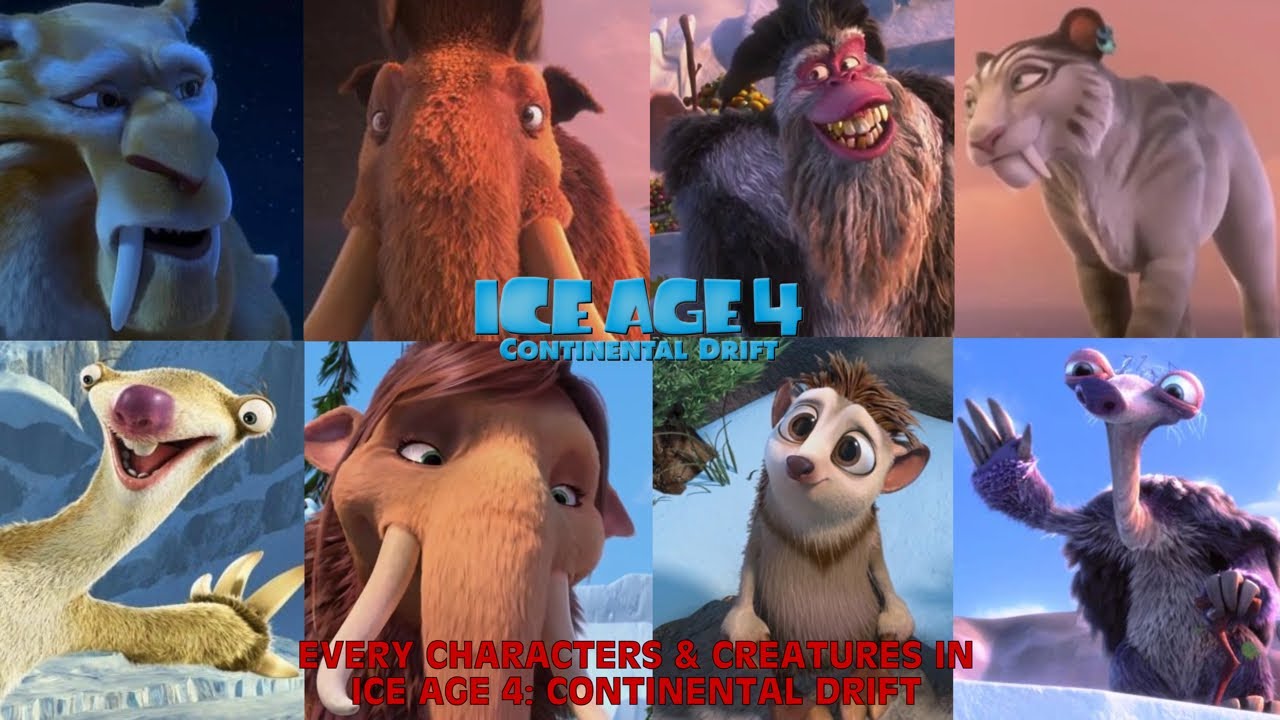 Every Characters & Creatures In Ice Age 4: Continental Drift (2012 ...