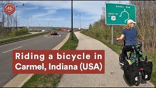 Riding a bicycle in Carmel, Indiana (USA)
