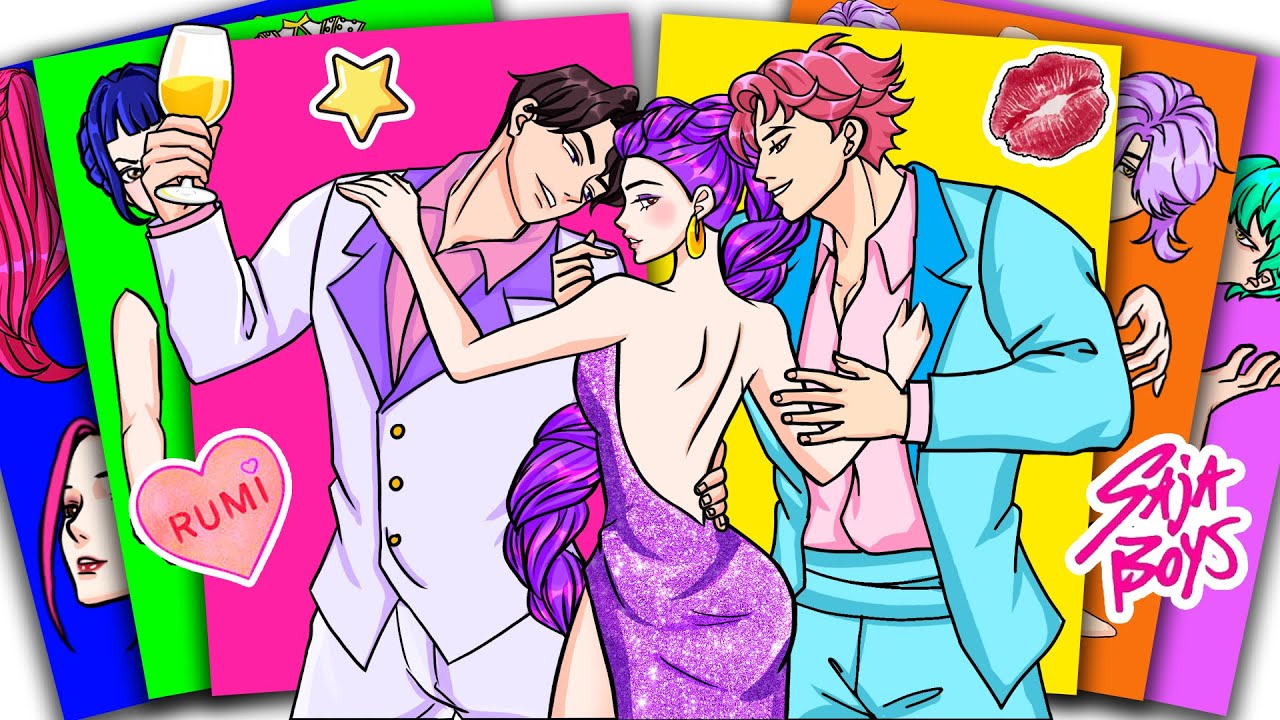 Sticker Book DIY - Kpop Demon Hunters - Love Drama Jinu, Rumi, Abby | Candy Stik Book