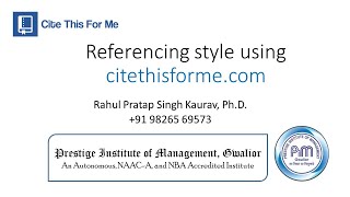 Referencing style using citethisforme.com