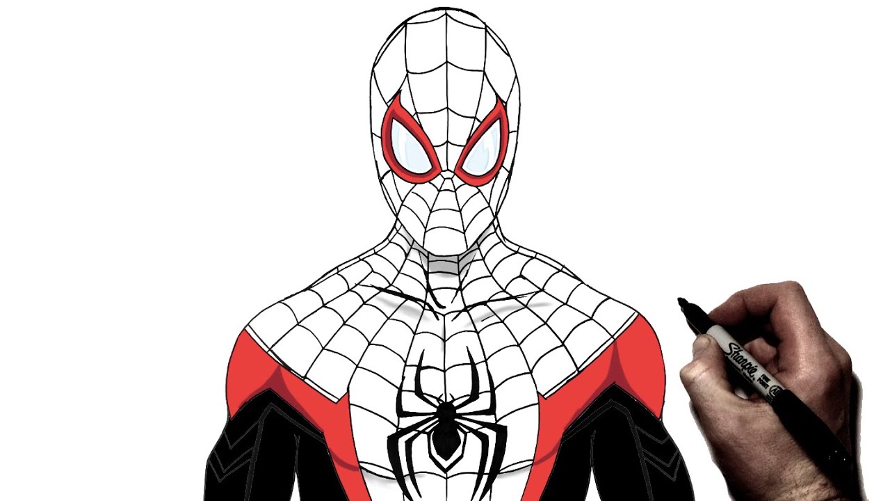 Spider Man Drawing Miles Morales : Miles Morales Spiderman Drawing