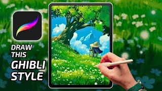 PROCREATE LANDSCAPE DRAWING Ghibli Style Real-Time Process