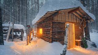 #15 My Off-Grid Cabin Gets a Kitchen. Cozy Winter Night in the Forest.