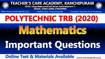 Polytechnic TRB (Mathematics) Important Questions