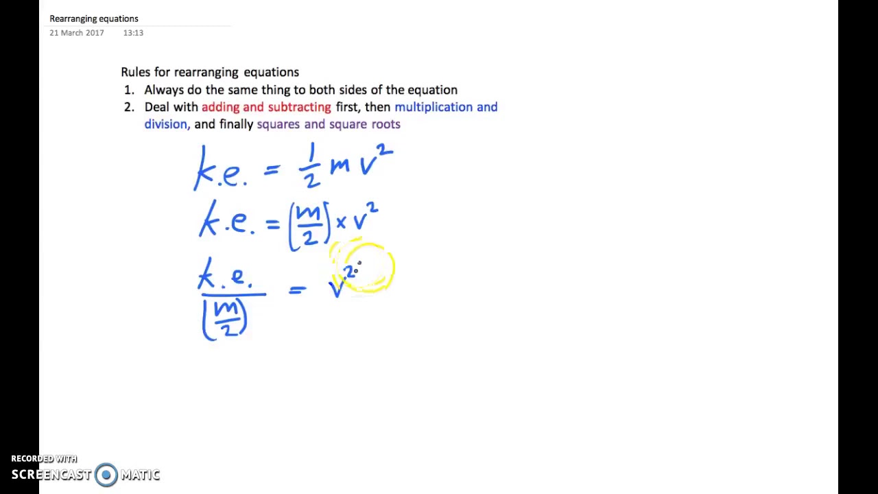 Rearranging equations energy 2 YouTube