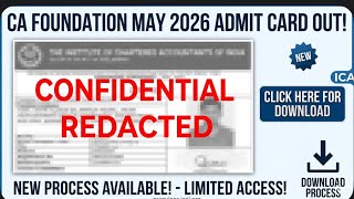 Ca Foundation May 2026 Admit Card Released? How To Download Ca Foundation May 2026 Admit Card