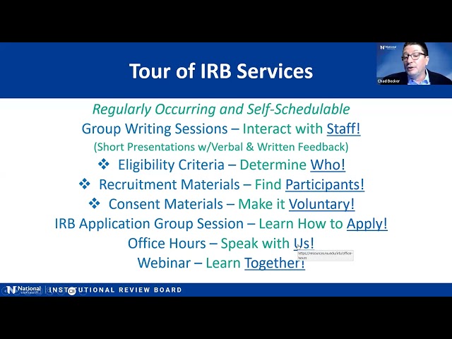 IRB Application, Pre-Application Steps, the Application Process, and Application Specifics- 01/18/24 class=
