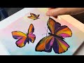 COLORFUL Chain Pull Butterflies Painting Tutorial | ABcreative - Acrylic Pouring