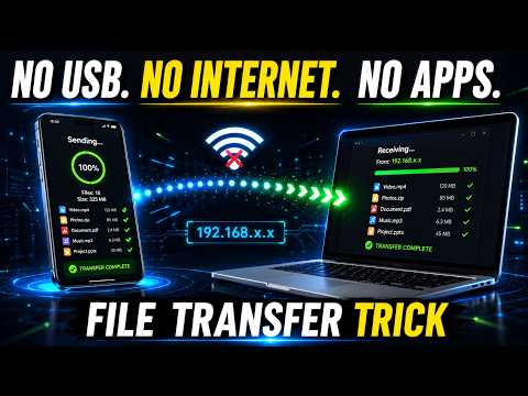Transfer Files Between Phone & Laptop with NO Internet, NO USB, NO Apps!