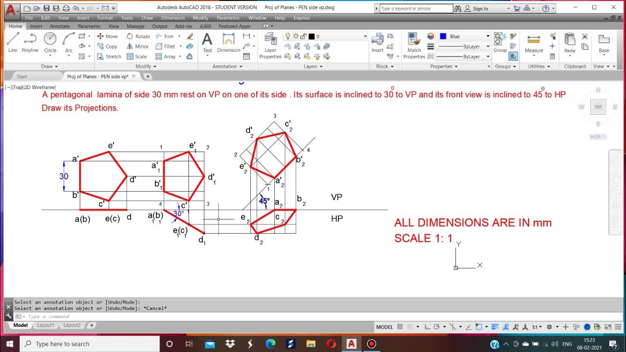 Projection of Planes Pentagon Side VP YouTube