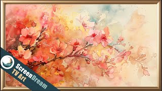 Soft Orange Blossom Painting 🌸 Frame TV Art | Warm Floral Screensaver 4K screenshot 5