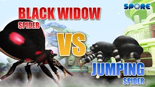 Black Widow Spider Vs Jumping Spider Insect Face-Off S1E3 Spore