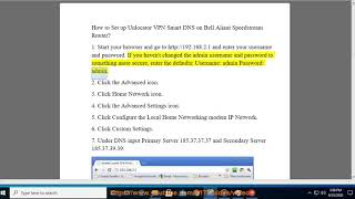 Set up Unlocator VPN Smart DNS on Bell Aliant Speedstream Router screenshot 5