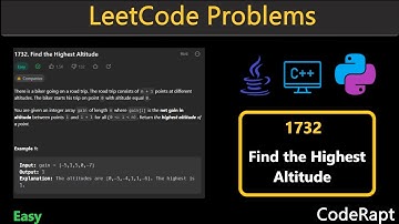 Find the Highest Altitude | Leetcode Q.1732 | Python | C++ | Java | LeetCode Daily Challenges