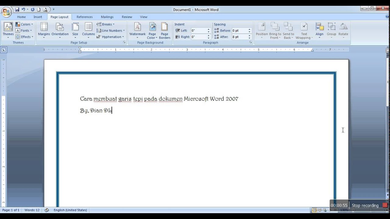 Cara membuat garis tepi pada dokumen Microsoft Word 2007 ...