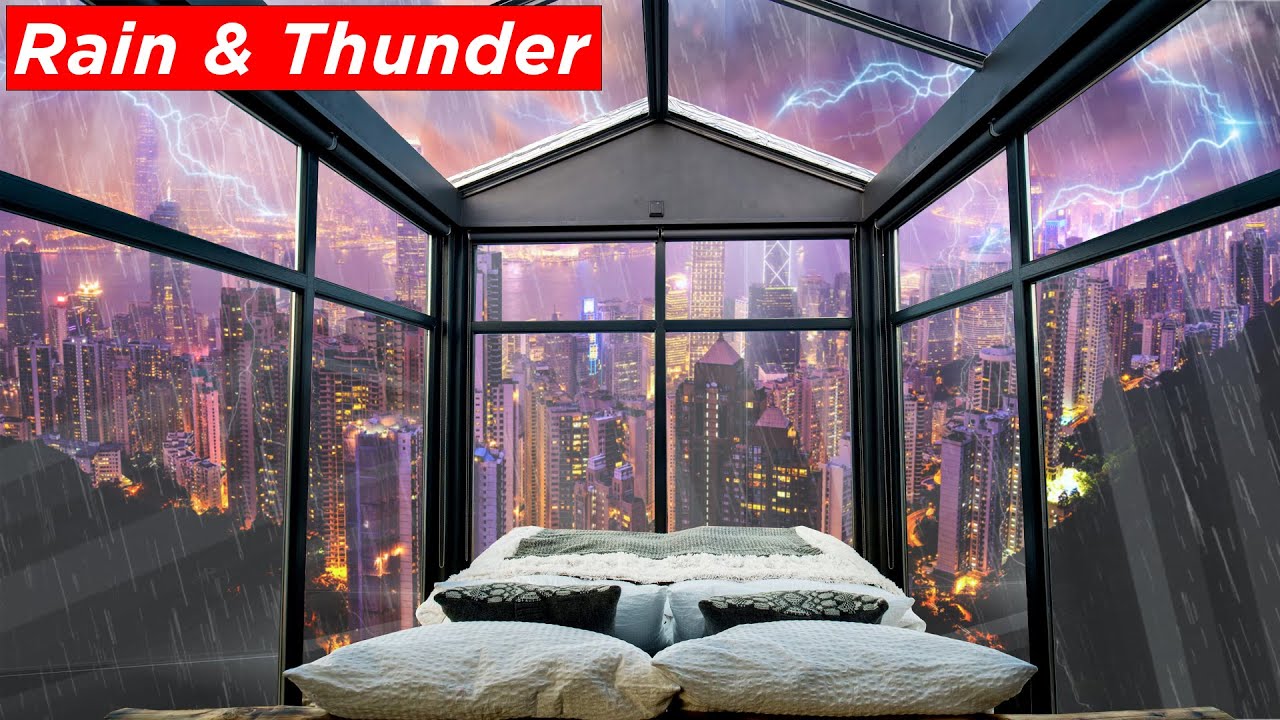 Sleep In A Cozy New York Apartment | Heavy Rain & Thunder | Rain On