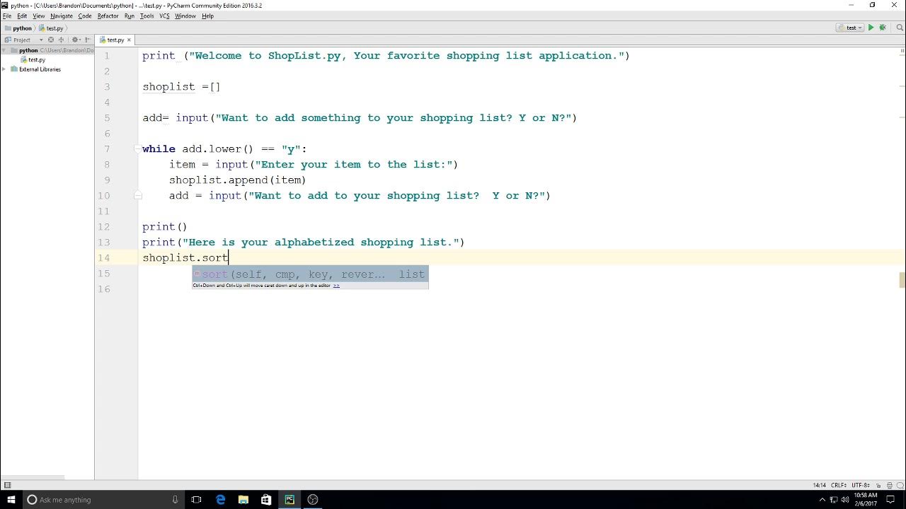 Python Practice: Shopping List Application with Lists - YouTube