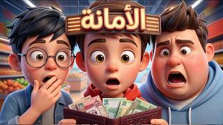 آدم والمحفظة الضائعة { الأمانة } | قصة أطفال تربوية