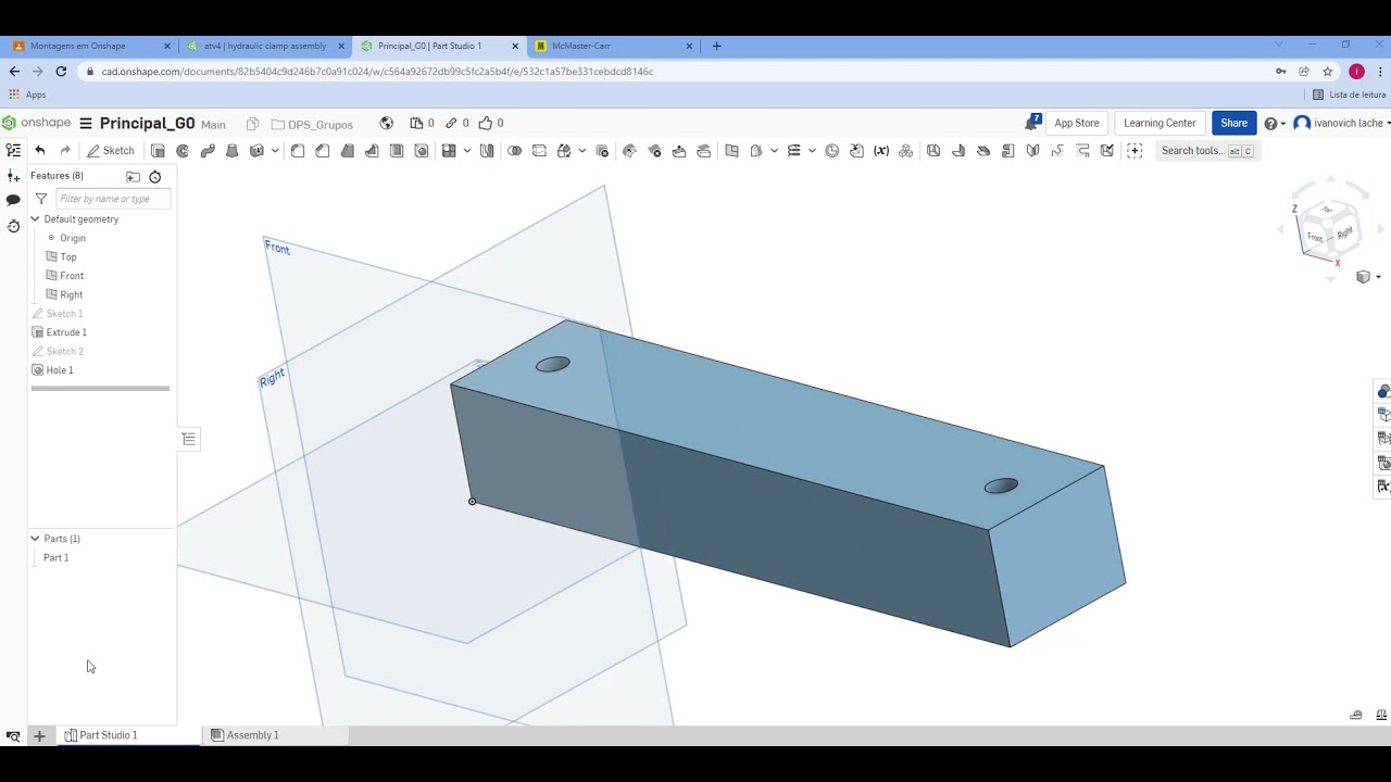 Exercício em Onshape - Peça 2 Parte 1 - YouTube