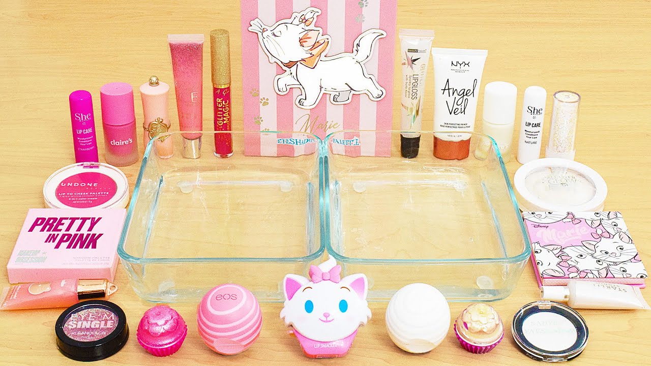 Pink vs White - Mixing Makeup Eyeshadow Into Slime ASMR