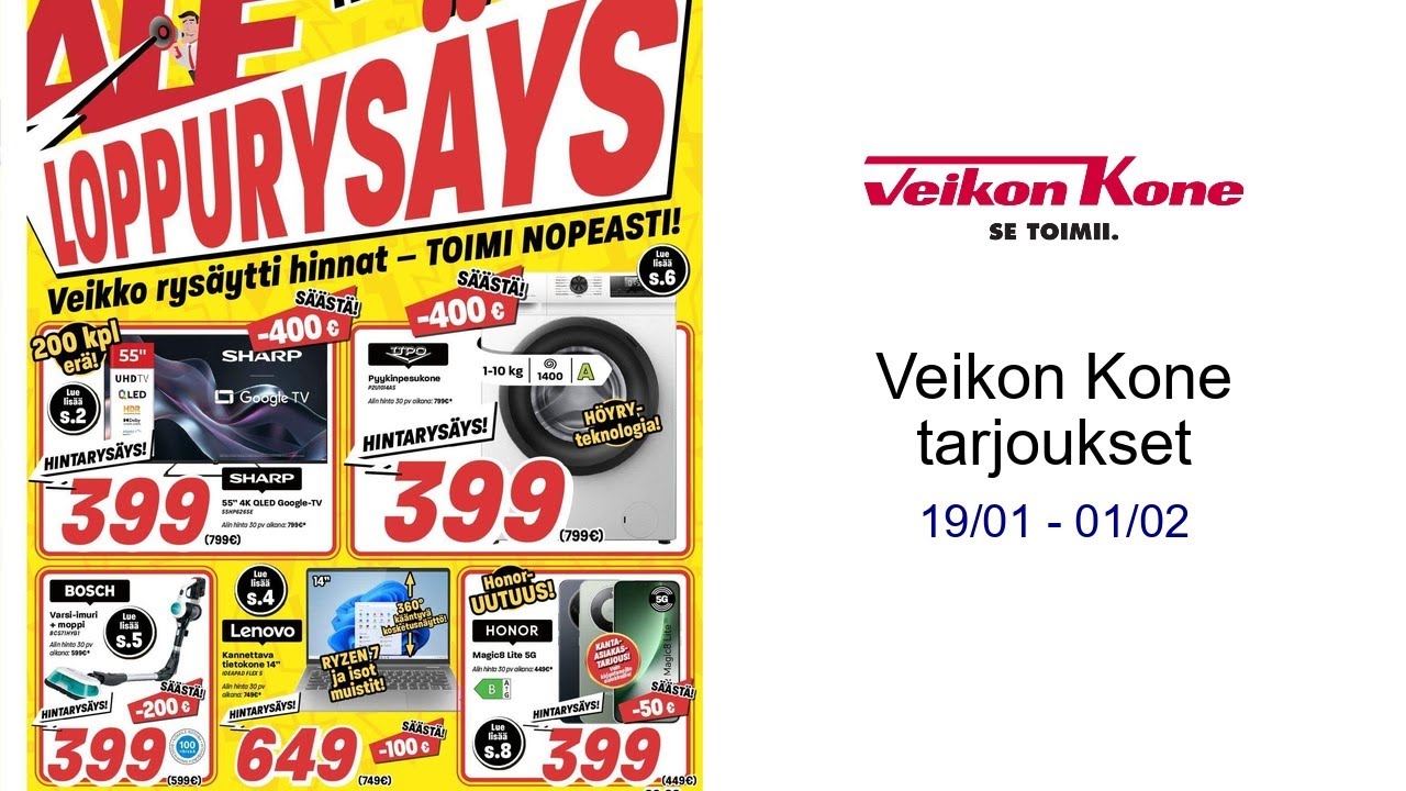 Veikon Kone tarjoukset 19/01 - 01/02