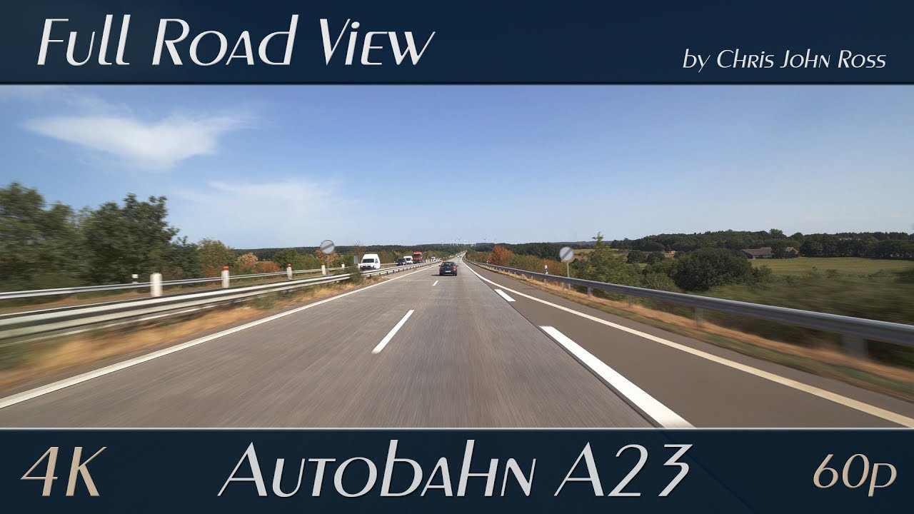 Autobahn (A23), Germany: Schafstedt - Hanerau-Hademarschen - Schenefeld - 4K (UHD/2160p/60p) Video