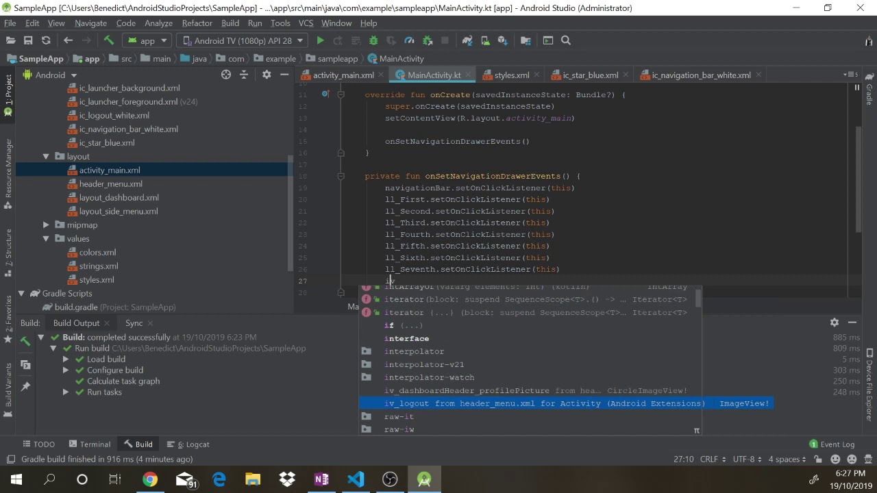 Android Studio (Kotlin) Customize Navigation Drawer App