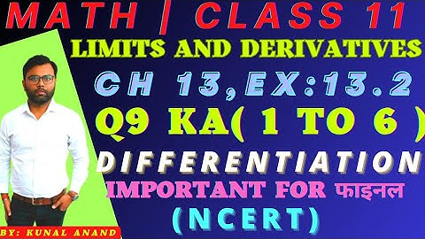ncert class 11 math ch 13 ex 13.2 Q9 ka i, ii, iii, iv, v, vi | limits and derivatives | important