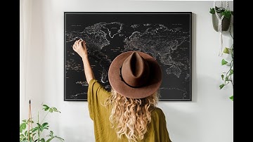 Push Pin World Map - Midnight Black | Trip Map