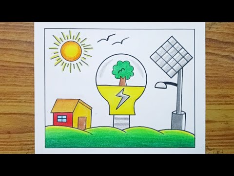 Light the Candle of Patriotism Save Energy the Nation Drawing / Energy Conservation Drawing