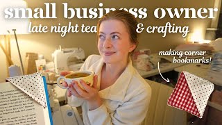 Cozy night tea & craftingππ§Έπ€ // sewing new corner bookmarks for my small business!