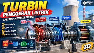 BEGINI CARA KERJA TURBIN UAP ⚡️ Dari Uap Menjadi Listrik | Animasi 3D