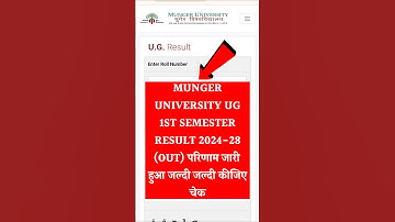 Munger University UG 1st semester Result 2024-28 | Munger University semester 1 Result 204-28