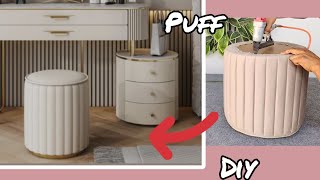 Como hacer Puff Redondo / Diseño lineal plisados / Furniture