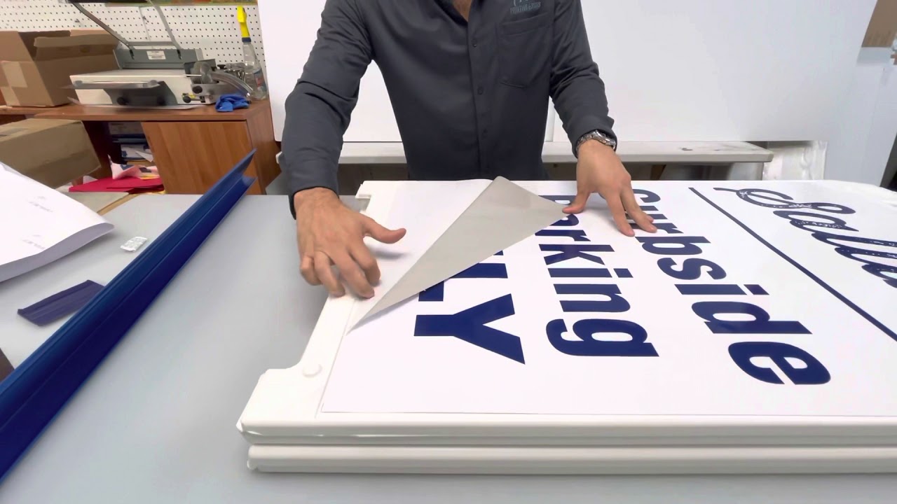 How to install a pressure sensitive vinyl on A Frame Sign