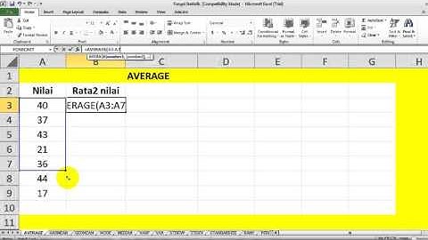 Menghitung nilai rata rata dengan fungsi AVERAGE