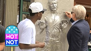 Harrison Ford Signs Life-Size Carbonite Han Solo Block - Fans Get Too Much #throwback