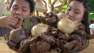 ADOBONG ATAY NG MANOK / CHIKEN LIVER ADOBO with BOILED EGG | OUTDOOR COOKING