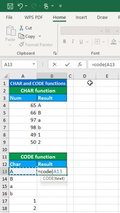 Differences between CHAR and CODE in excel #excel #exceltips# ...