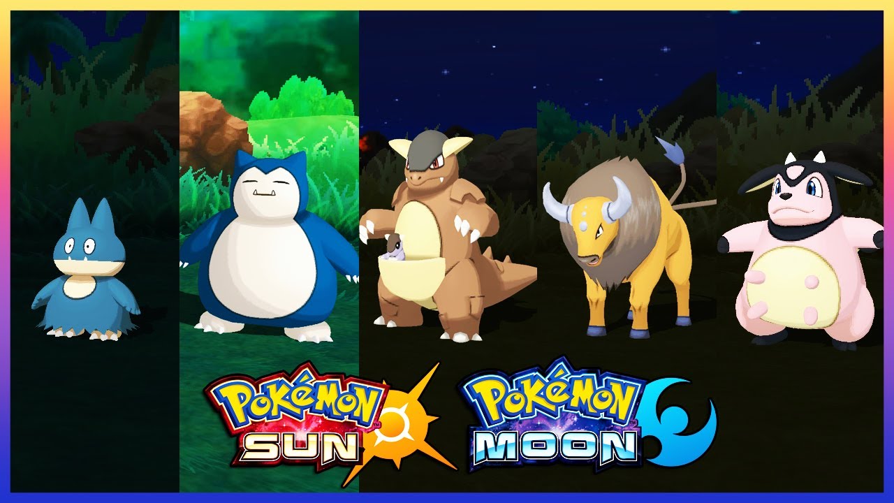 Pokemon Sun & Moon - Munchlax,Snorlax,Kangaskhan,Tauros & Miltank Locations