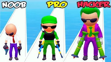 NOOB vs PRO vs HACKER in Run n Gun - AIM Shooting