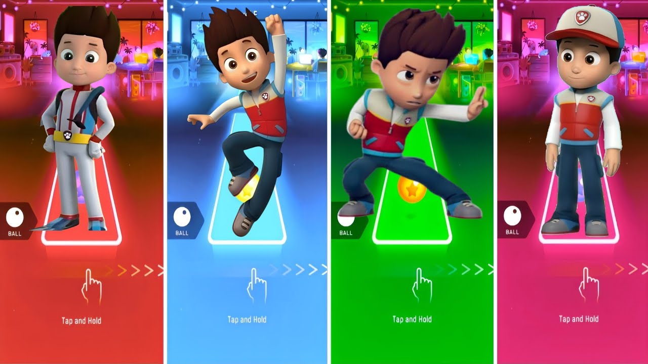 Ryder Paw Patrol VS Marshall VS Rubble Paw Patrol VS Paw Patrol - Tiles Hop EDM Rush 
