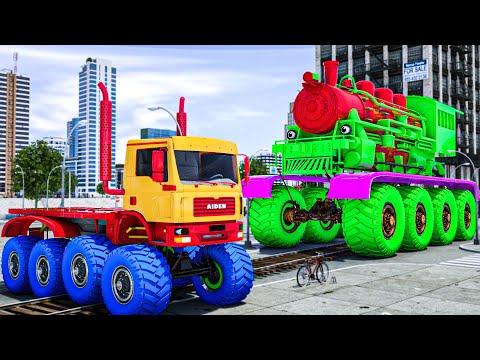 Fire Truck Frank Helps Taxi | Crane revived an old train | Wheel City Heroes (WCH)