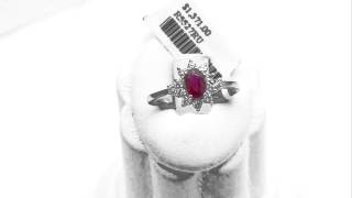 Classic White Gold Oval Red Ruby Brilliant Diamond Gemstone Ring [R5527RU]