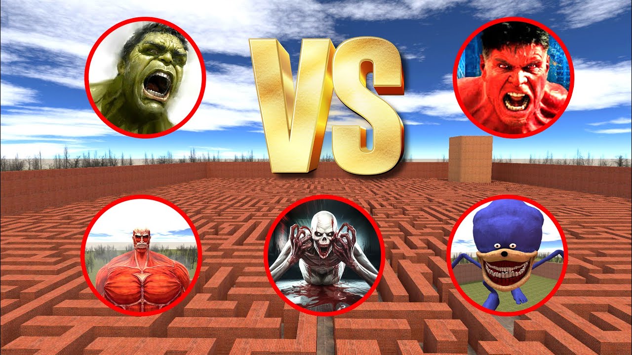 Who Wins in a Garry's Mod Fight? SCP-096 vs Hulk vs Colossal Titan vs Shin Sonic!