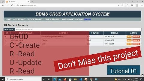 DBMS CRUD Application System Project : Introduction Tutorial 01