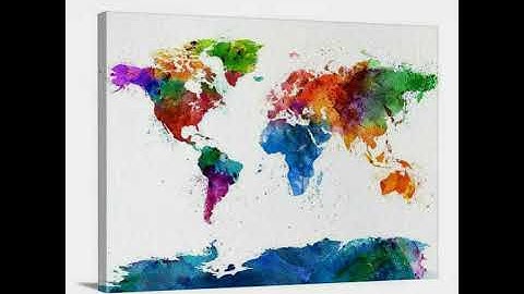 FULLCOLOR WATERCOLOR WORLD MAP CANVAS WALL ART, HOME DECOR