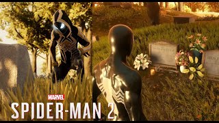 Black Suit Peter Visiting Aunt May Grave Have Different Dialogue - Marvel's Spiderman 2 PS5